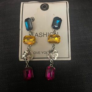 Ash Vibrant Gemstone Earrings - Blue, Yellow, Clear, Pink